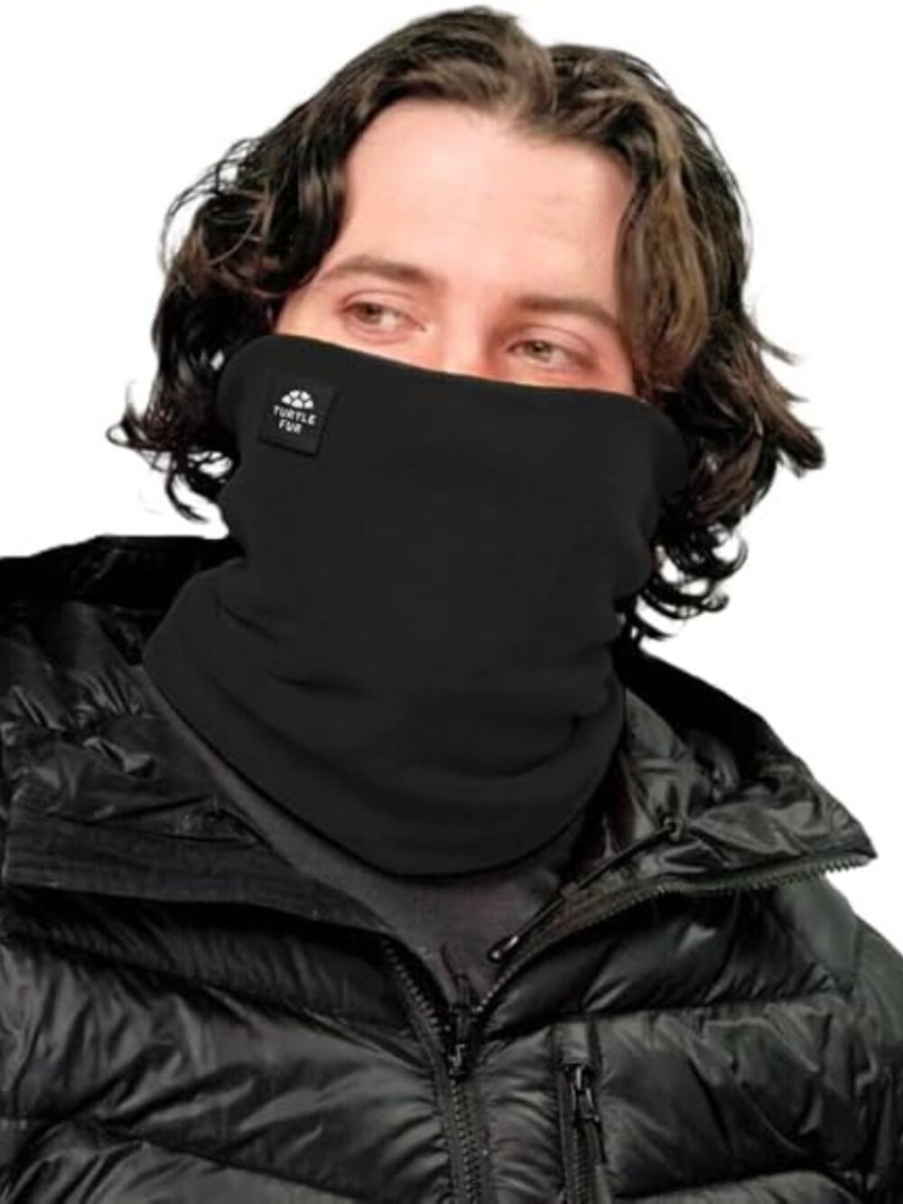 New Turtle Fur Double-Layer Neck Warmer Fleece Gaiter, Black